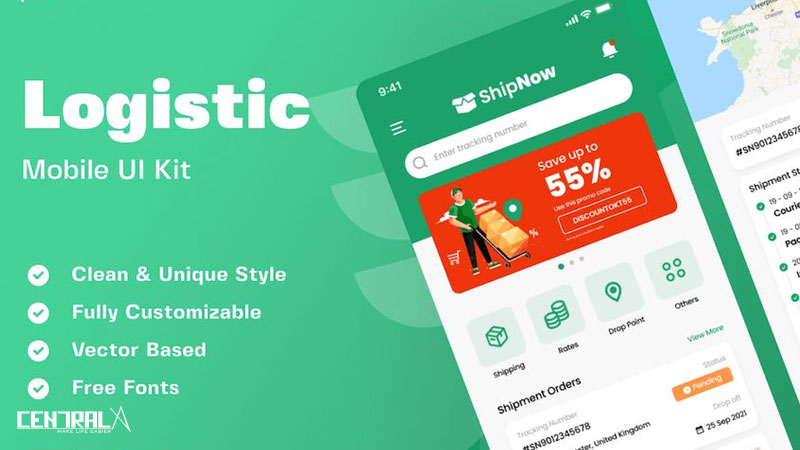 Hình ảnh giao diện phần mềm theo dõi shipment, có bản đồ và thông tin chi tiết về lô hàng